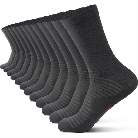 Compression Athletic Crew Socks (6 Pairs) for Men & Women - Picture 1 of 8